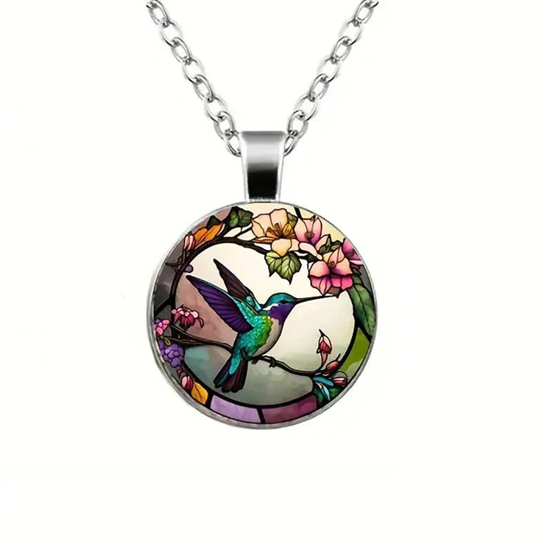 Lunéa™ | Hummingbird Pendant Necklace Under a Crystal Dome