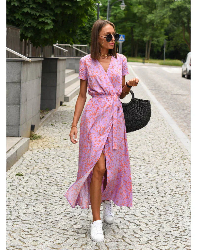 EVA | Robe élégante à col en V et à taille haute