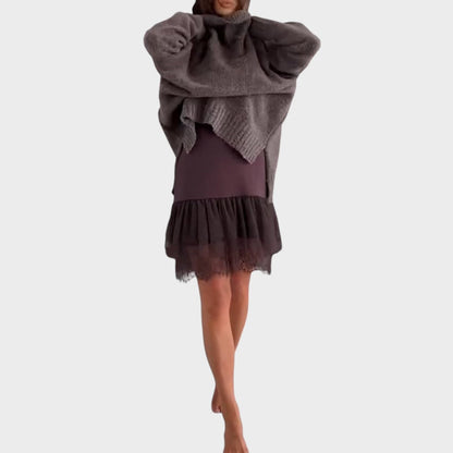 Mila | Oversized Knit Sweater & Lace Slip Dress Set