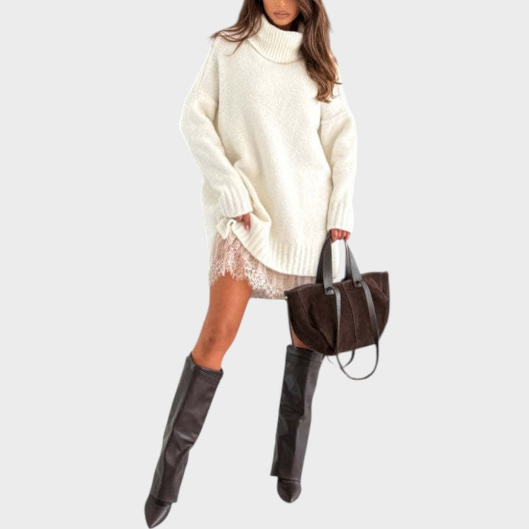 Mila | Oversized Knit Sweater & Lace Slip Dress Set