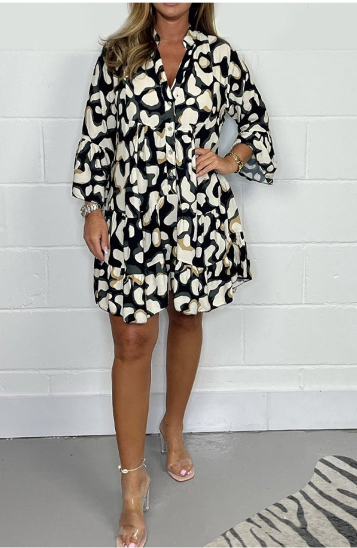 Nouvelles robes imprimées irrégulières de grande taille pour le printemps et l'été 