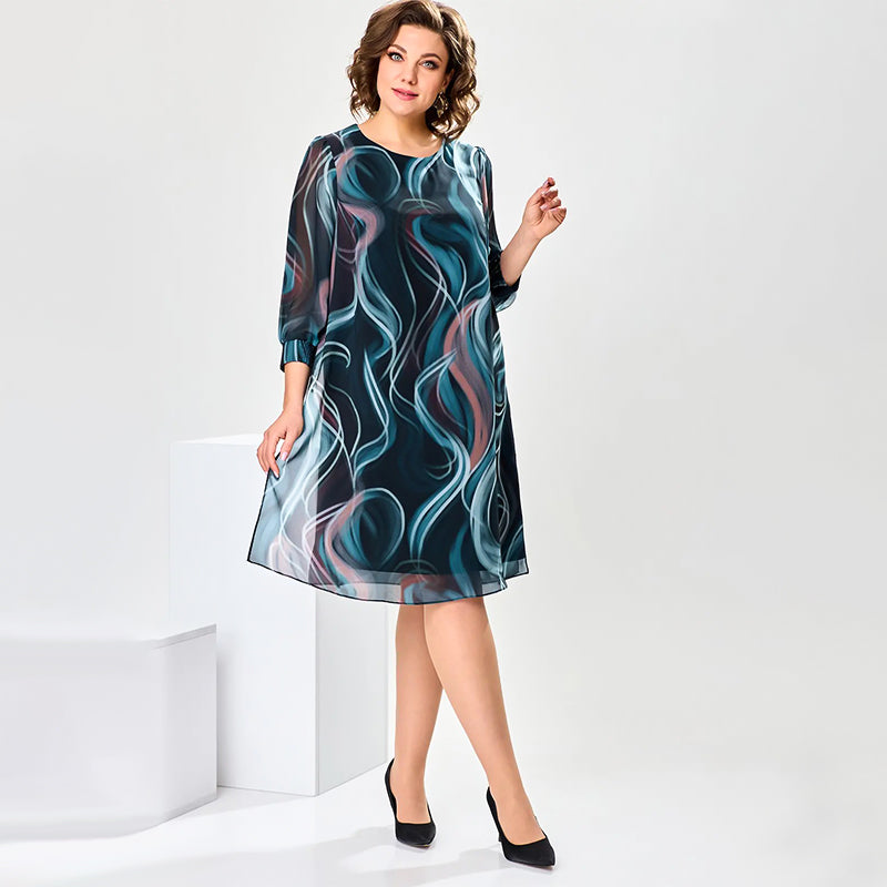 👗Robe mi-longue en mousseline de soie de rêve 