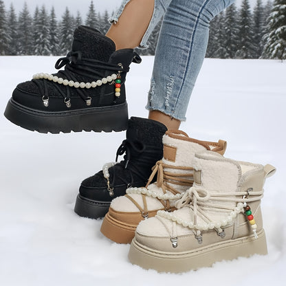 Aria | Women’s Plush Lace-Up Winter Platform Boots