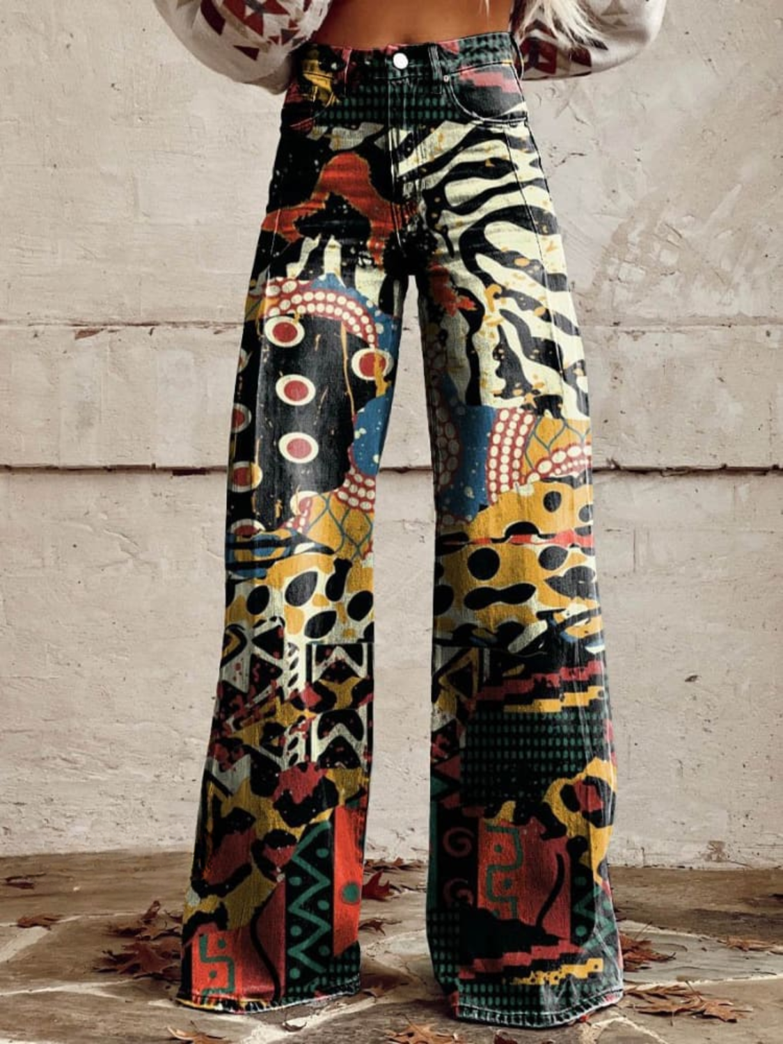 CARAMEL | Pantalon large à motif artistique, élégant et audacieux
