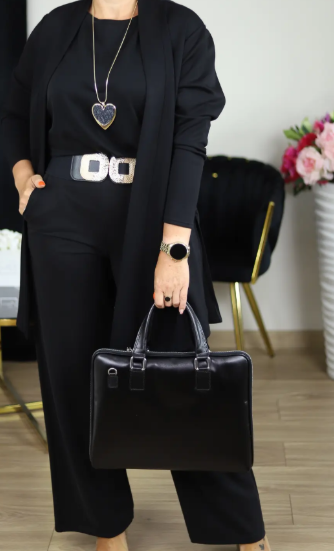 Ensemble élégant 3 pièces avec cardigan long, haut et pantalon 