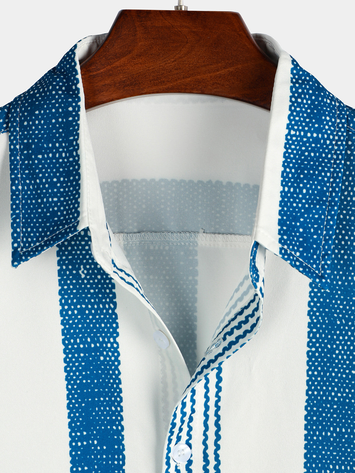 Chemise décontractée à manches courtes et rayures verticales bleu vintage pour homme