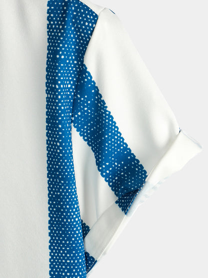 Chemise décontractée à manches courtes et rayures verticales bleu vintage pour homme