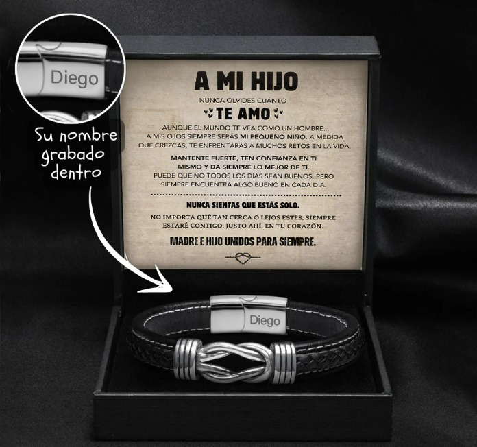 Bracelet Nœud Infini pour Fils - Coffret Cadeau Nom Gravé