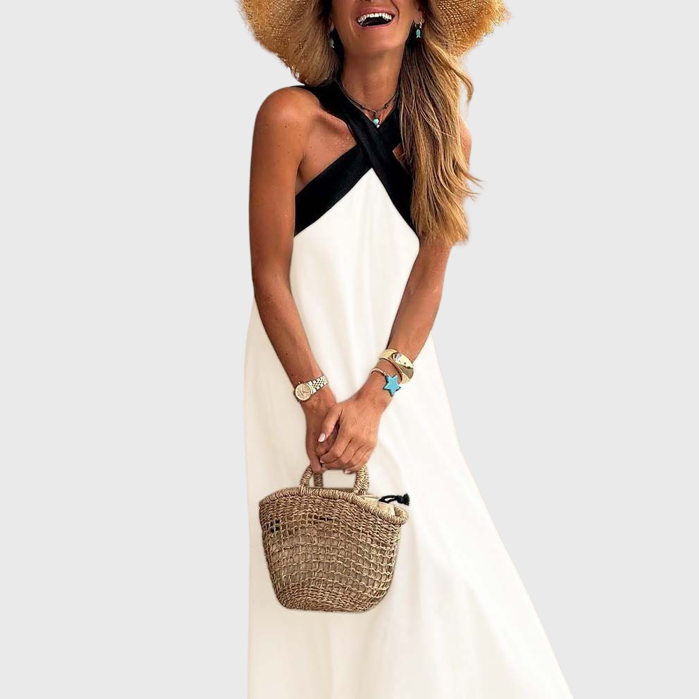 Robe d'été à col croisé pour femme 