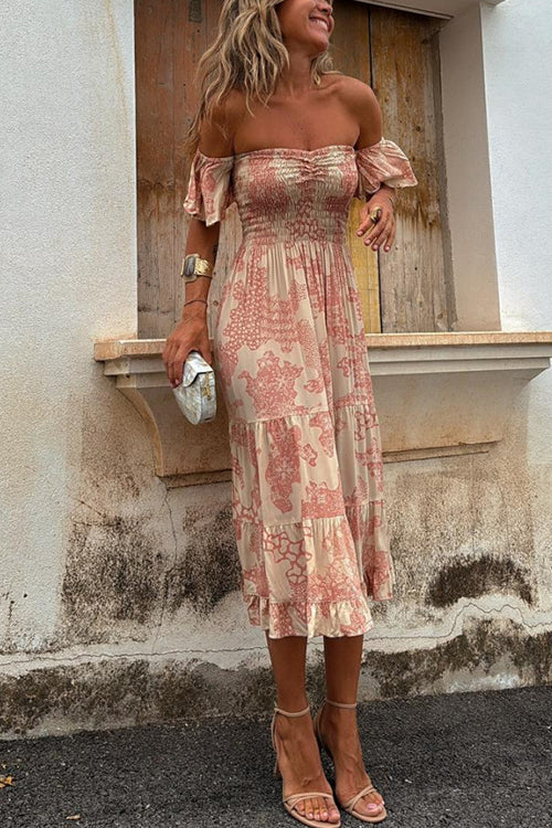 Kalypso | Robe midi imprimée à volants