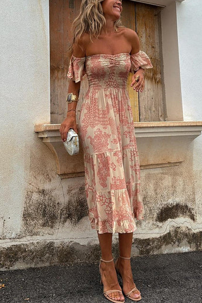 Kalypso | Robe midi imprimée à volants