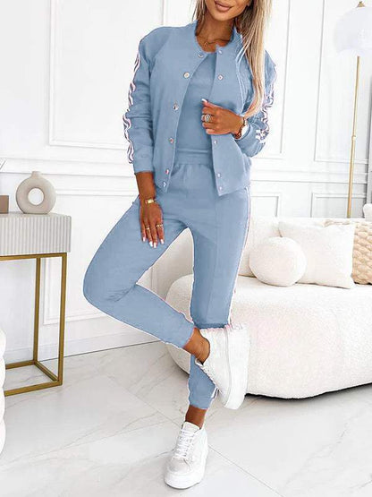 Ensemble veste et pantalon de baseball trois pièces pour femme 