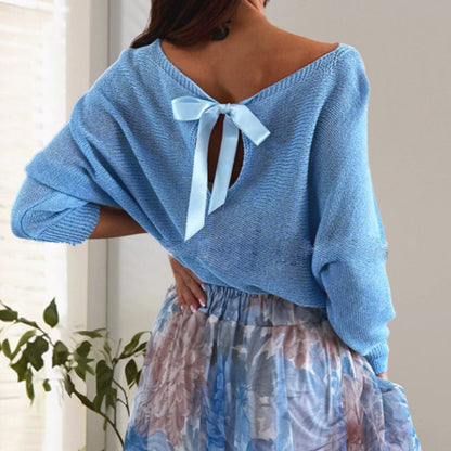 📣60% de réduction !!!💥Ensemble 2 pièces bleu : haut avec nœud dans le dos et jupe en tulle 