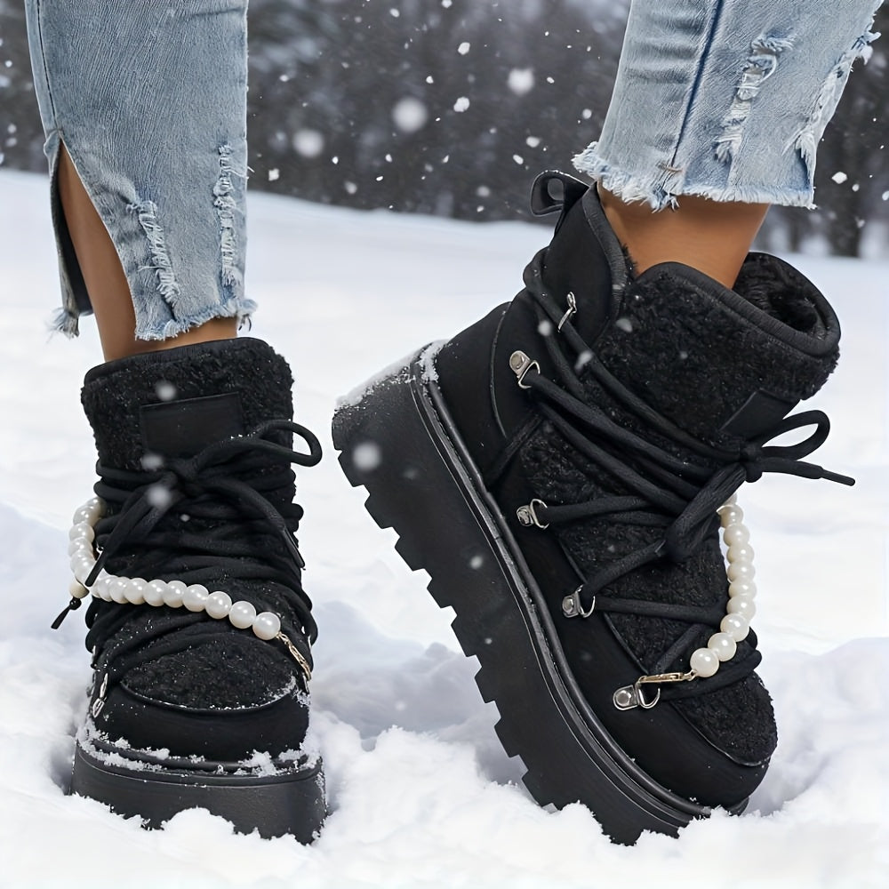 Aria | Women’s Plush Lace-Up Winter Platform Boots