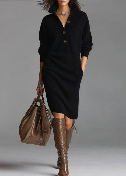 Valeria | Buttoned Knit Sweater Dress