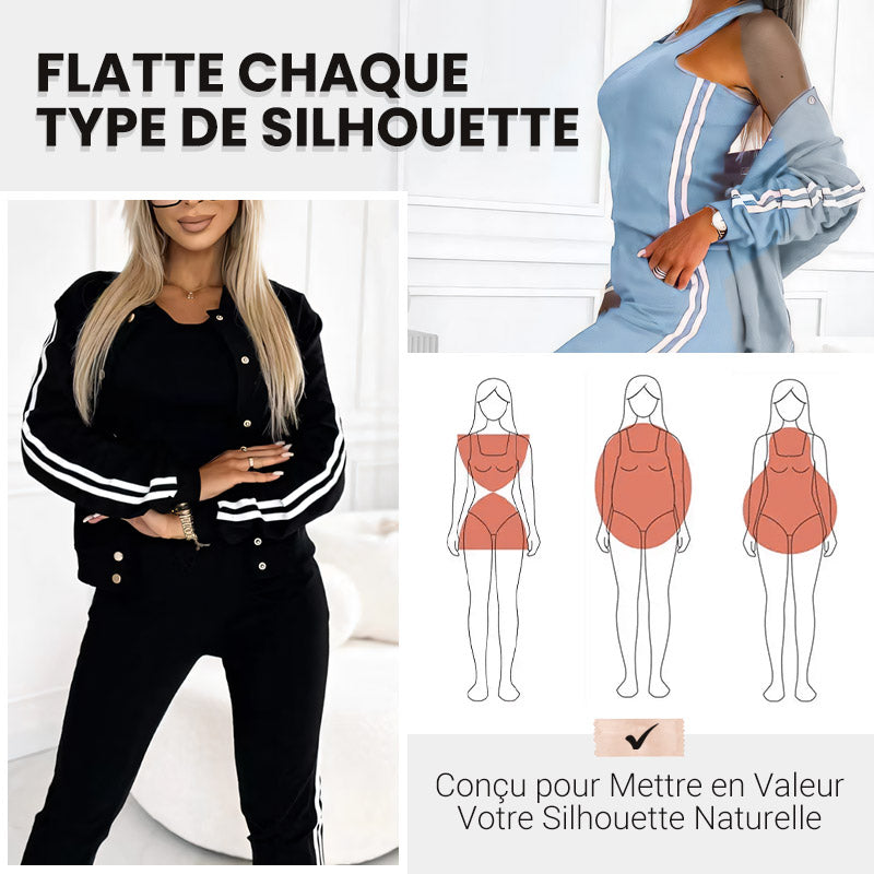 Ensemble veste et pantalon de baseball trois pièces pour femme 