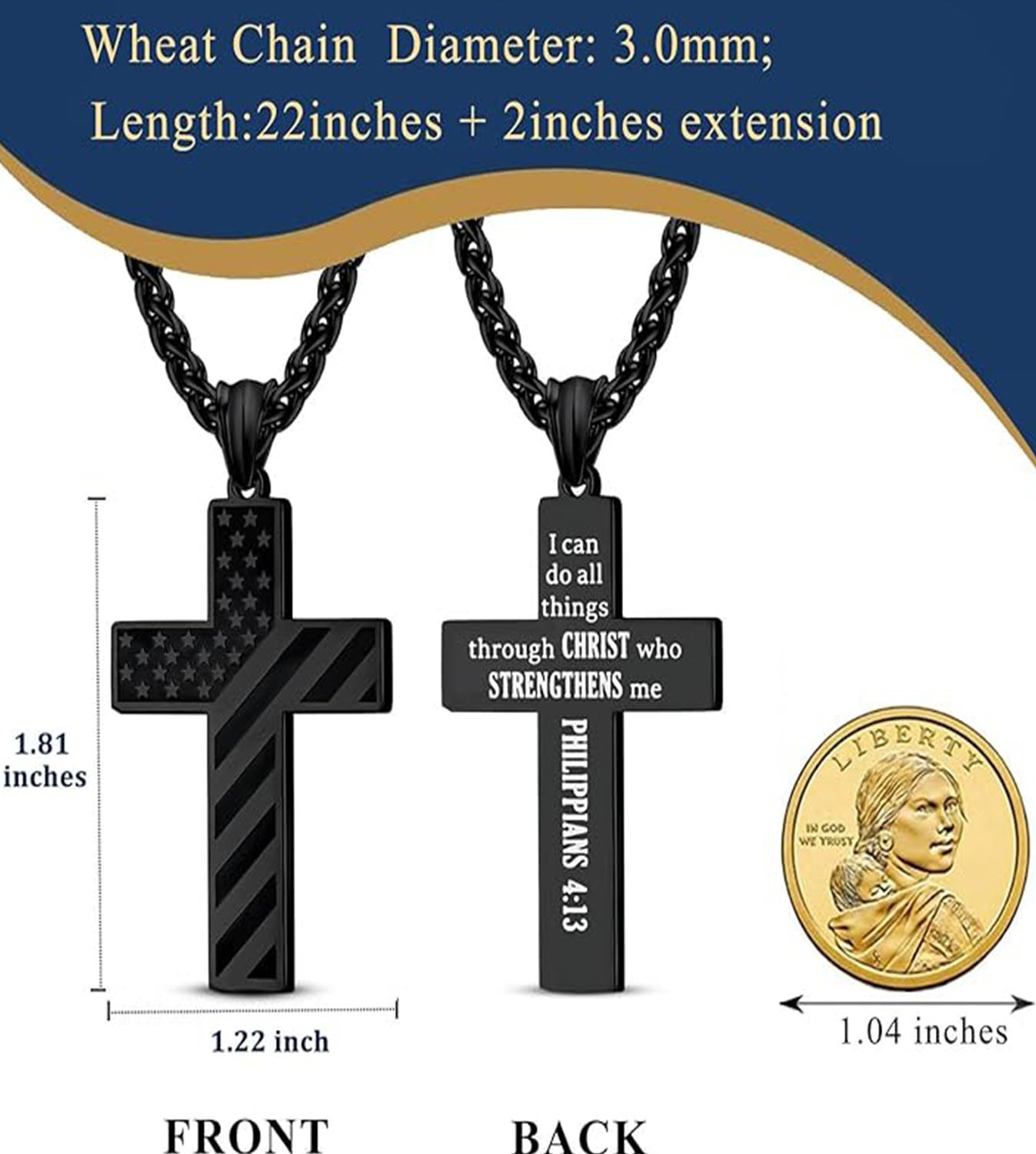 Collier patriotique Cross Faith 