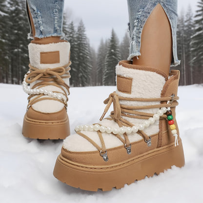 Aria | Women’s Plush Lace-Up Winter Platform Boots