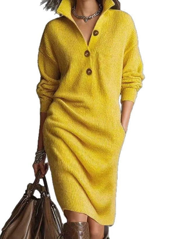 Valeria | Buttoned Knit Sweater Dress