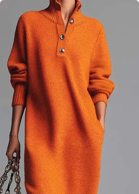 Valeria | Buttoned Knit Sweater Dress