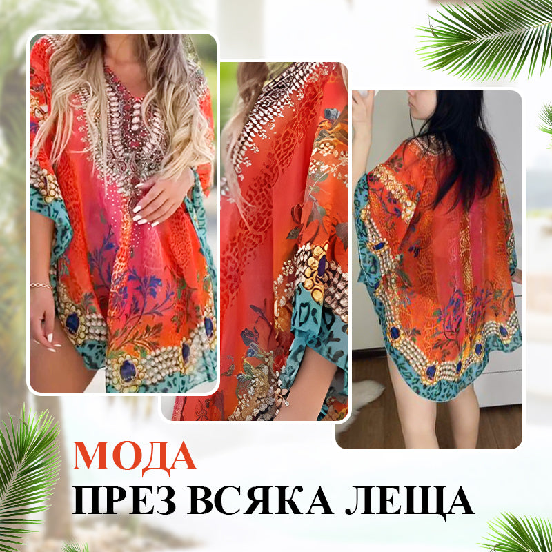 🌸Robe bohème à volants et décolleté en V 