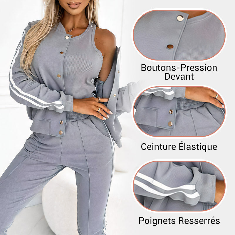 Ensemble veste et pantalon de baseball trois pièces pour femme 