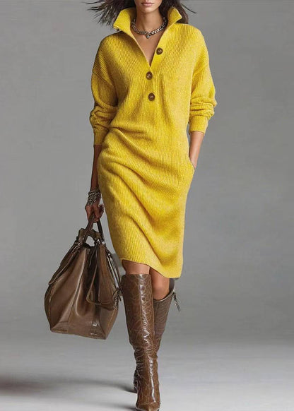 Valeria | Buttoned Knit Sweater Dress