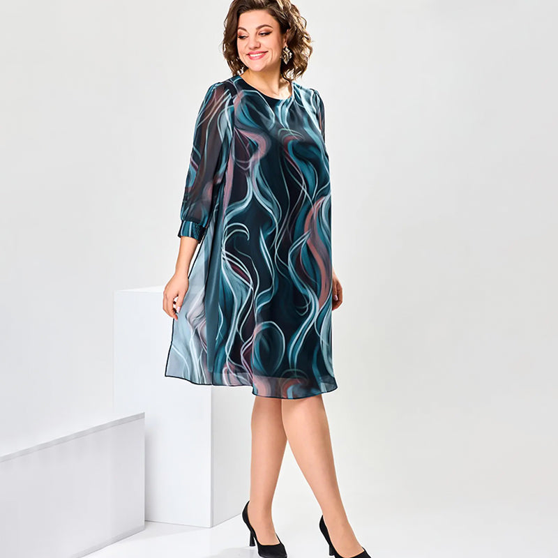 👗Robe mi-longue en mousseline de soie de rêve 