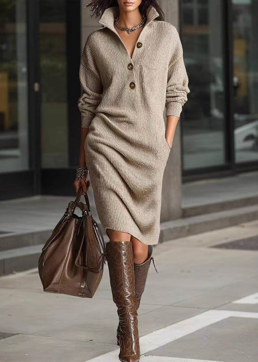 Valeria | Buttoned Knit Sweater Dress