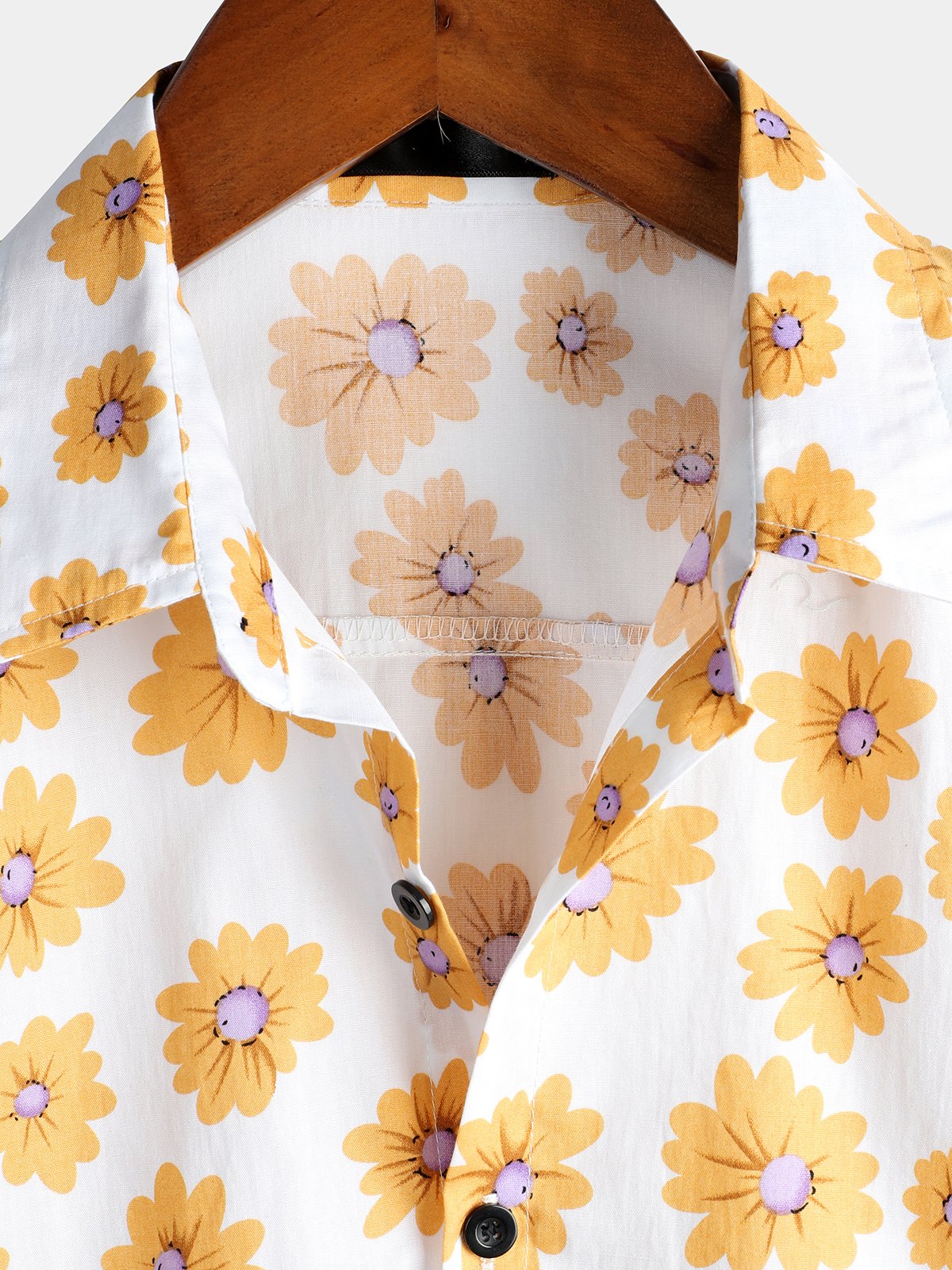 Chemise hawaïenne tropicale en coton à imprimé marguerites pour homme