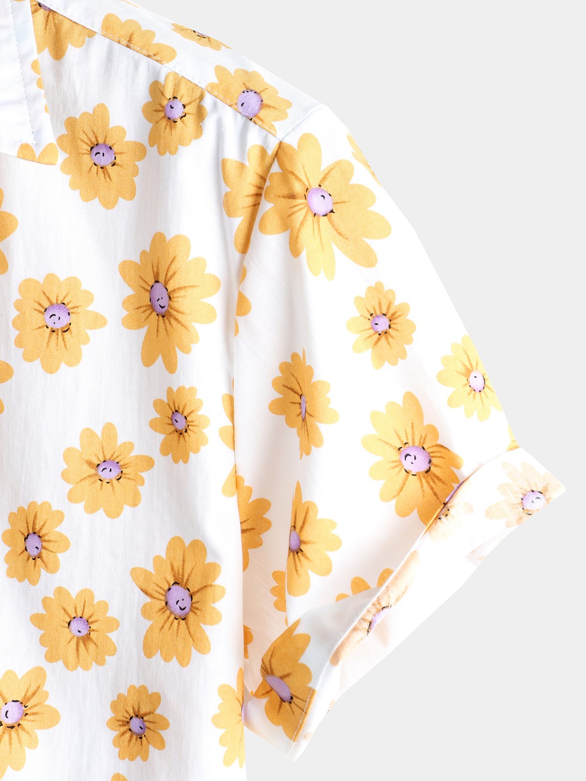 Chemise hawaïenne tropicale en coton à imprimé marguerites pour homme