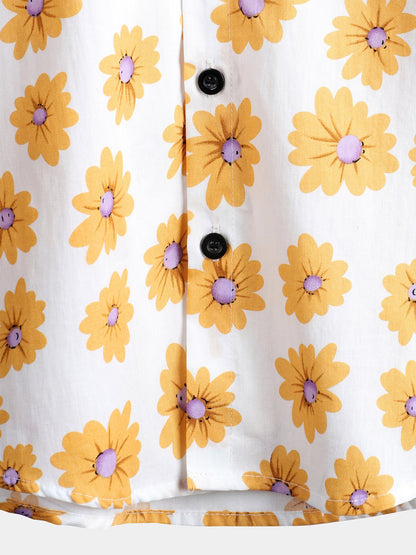 Chemise hawaïenne tropicale en coton à imprimé marguerites pour homme