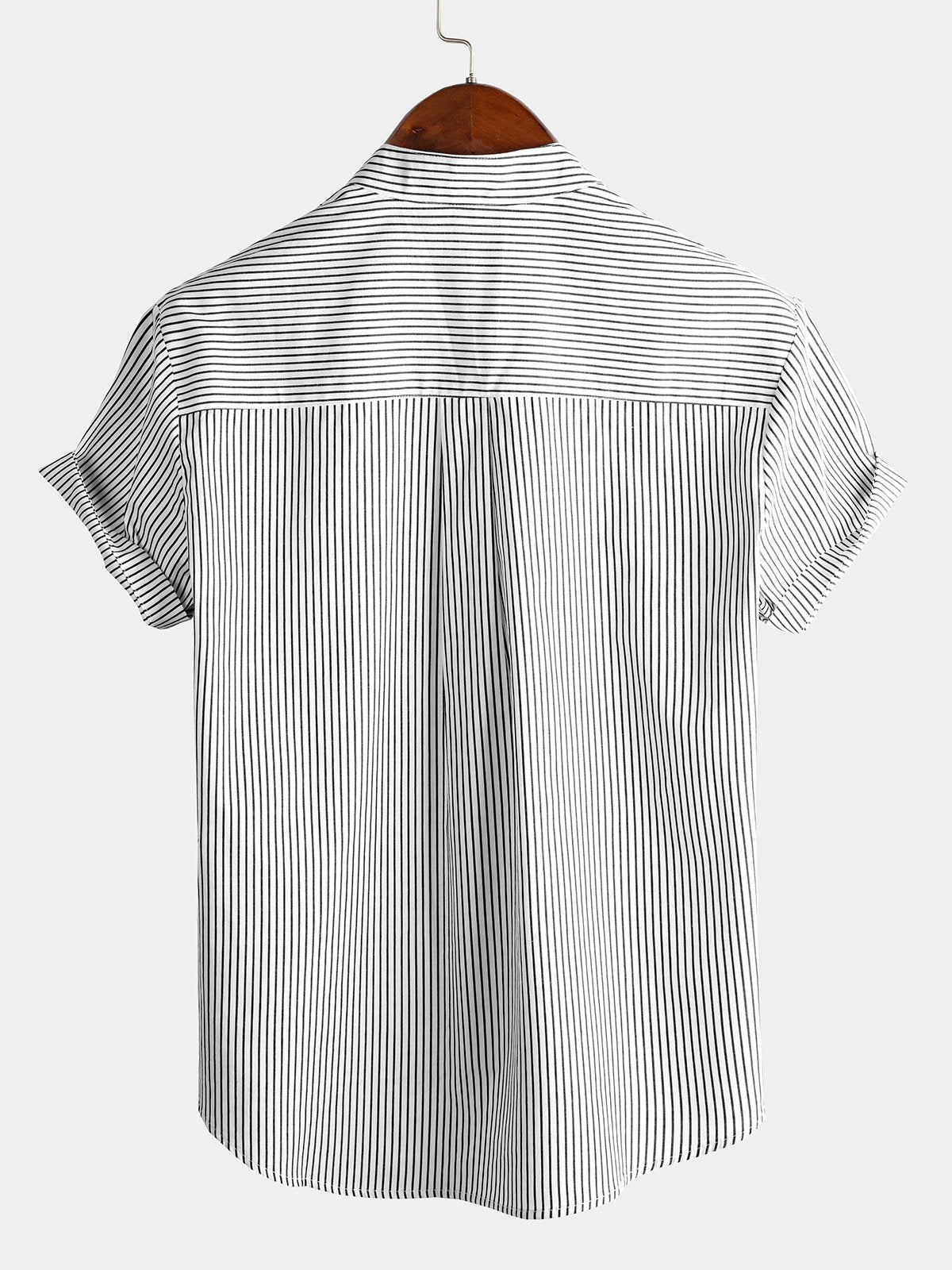 Chemises rayées à manches courtes en coton respirant pour hommes