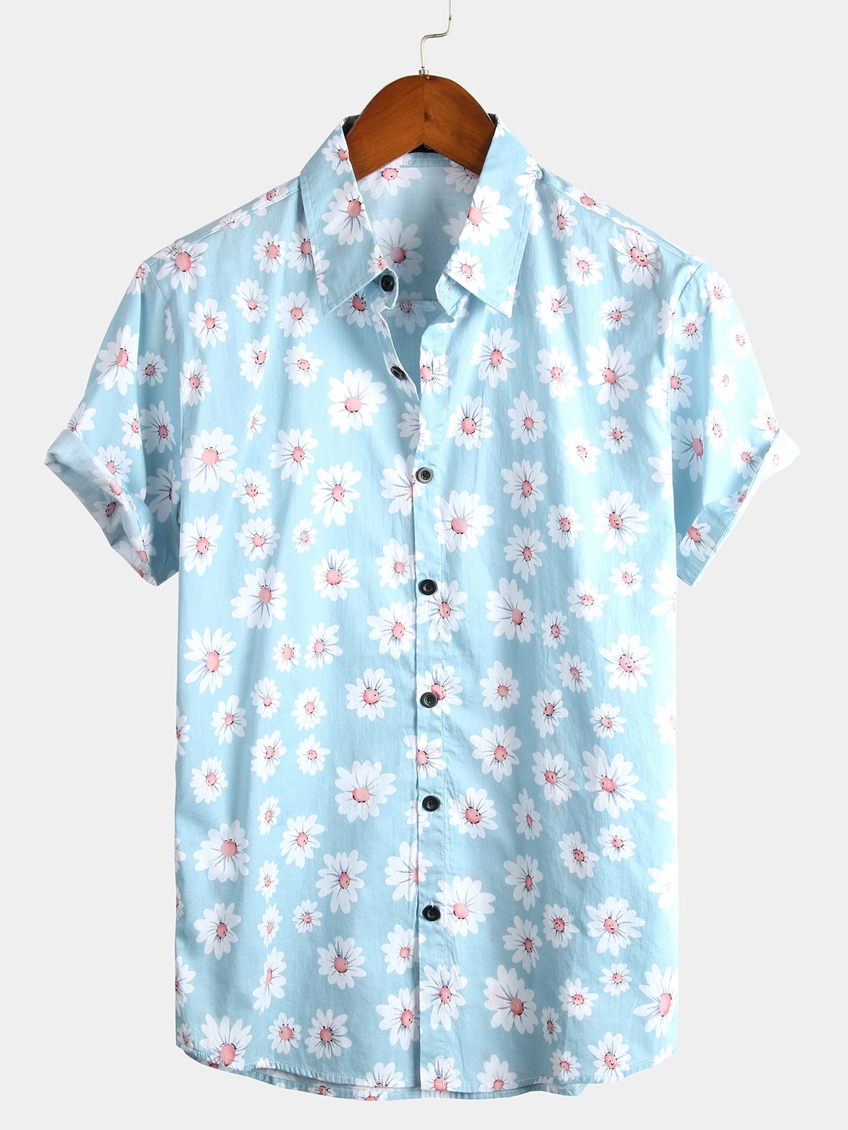 Chemise hawaïenne tropicale en coton à imprimé marguerites pour homme