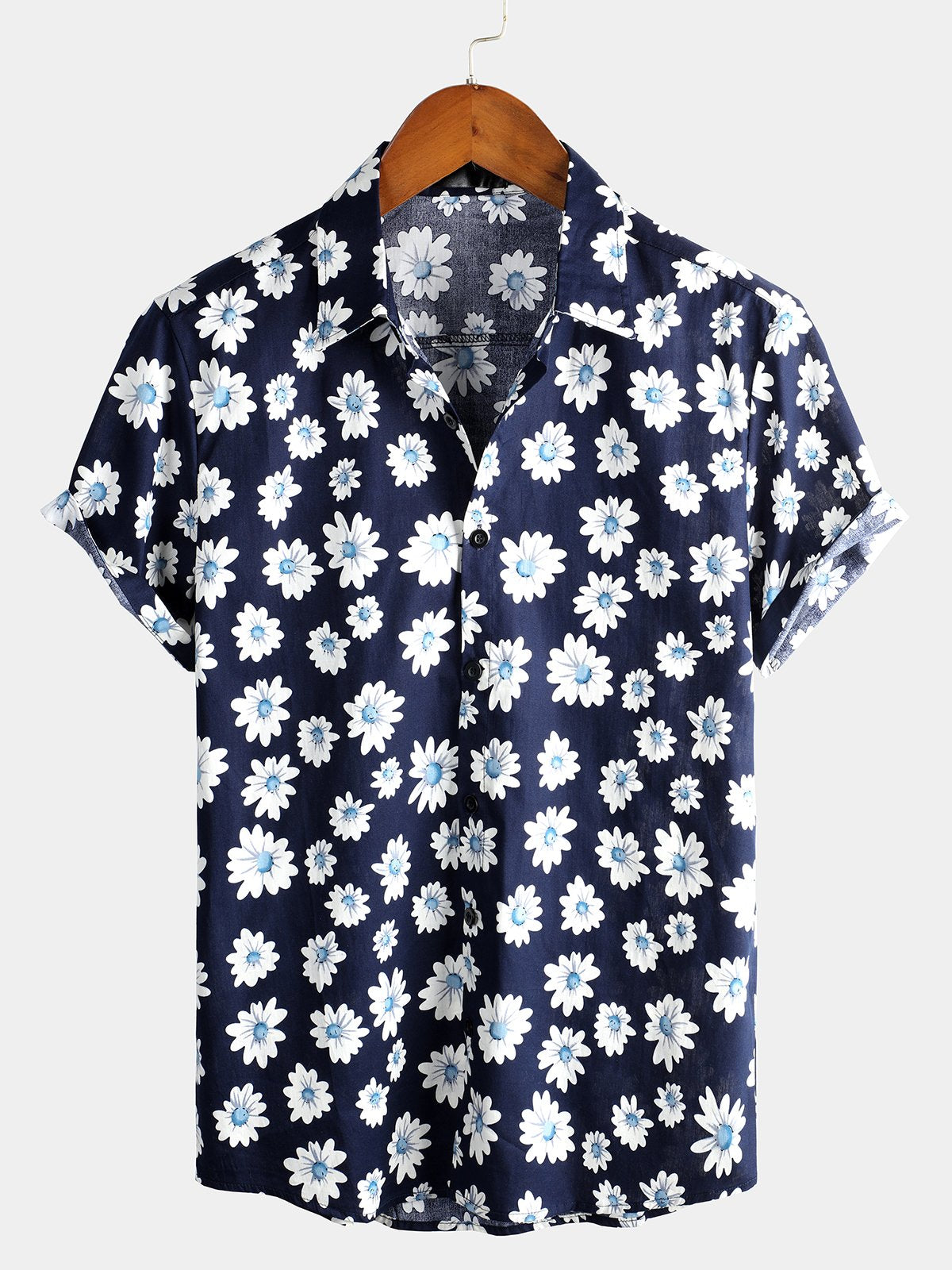Chemise hawaïenne tropicale en coton à imprimé marguerites pour homme