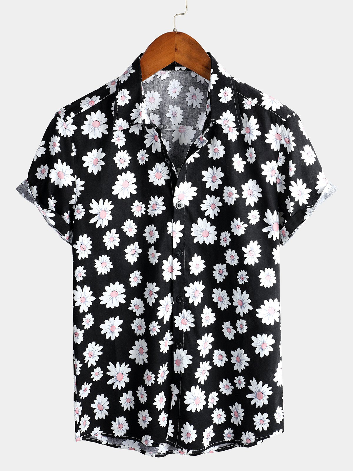 Chemise hawaïenne tropicale en coton à imprimé marguerites pour homme