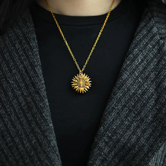 Collier en acier inoxydable « Tu es mon soleil » 