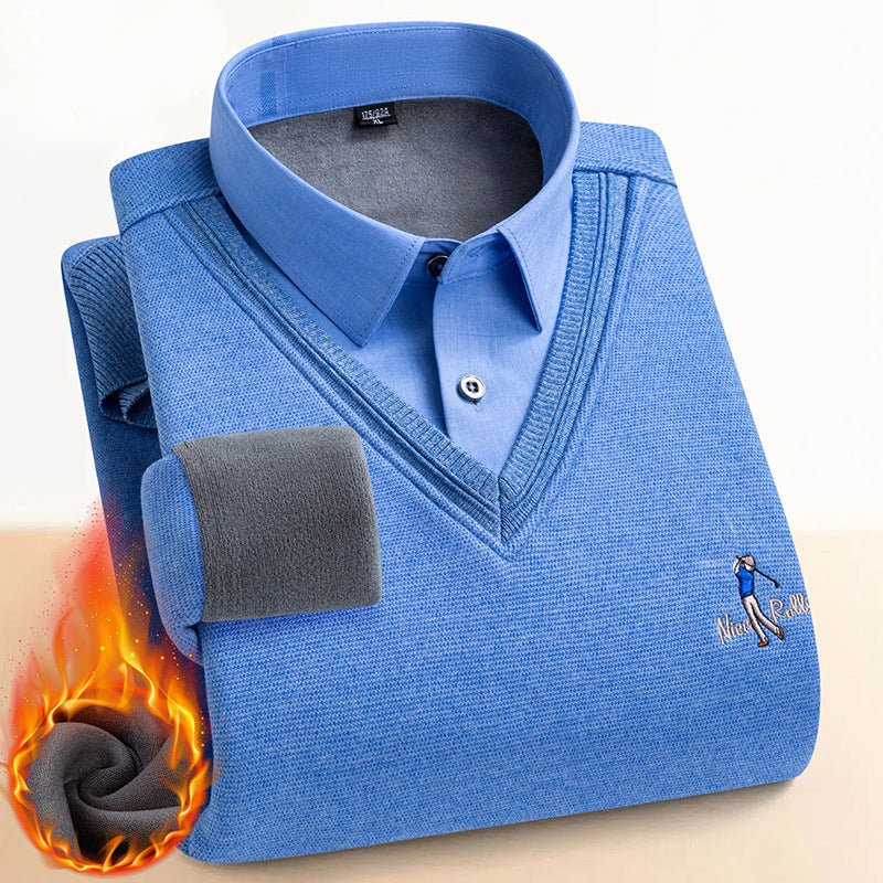 Pull thermique pour homme avec doublure en polaire double 