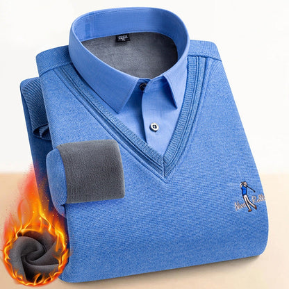 Pull thermique pour homme avec doublure en polaire double 