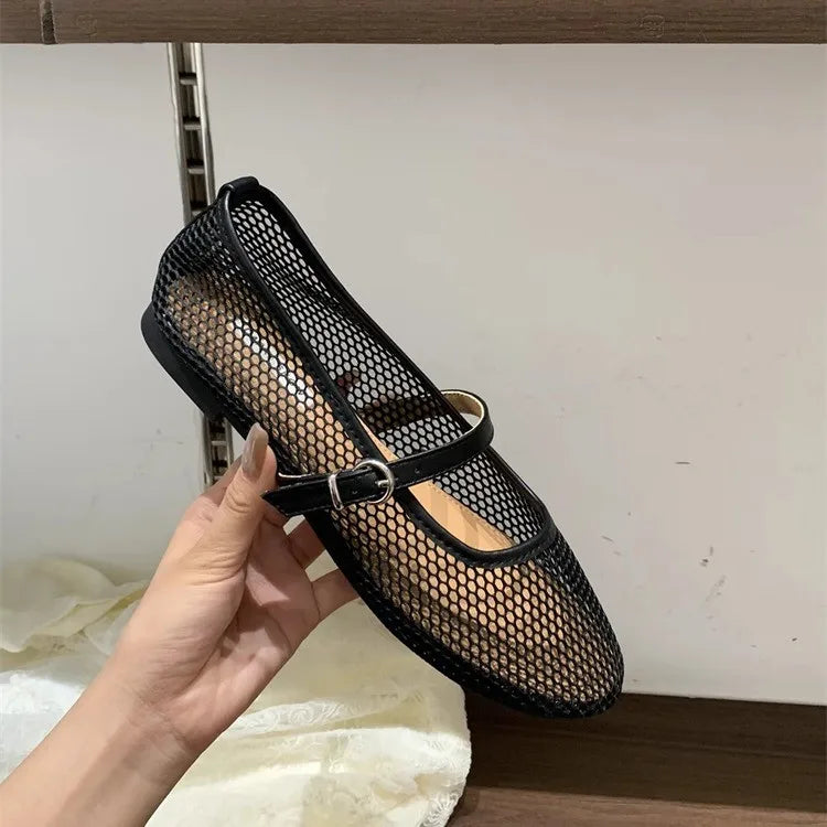 Lina | Mesh Mary Jane Ballet Flats