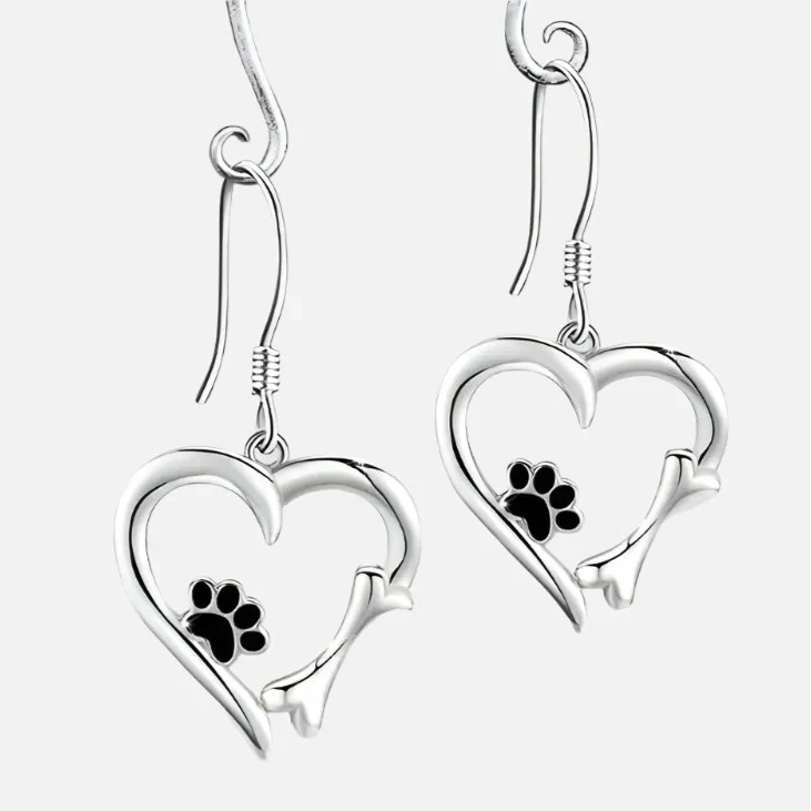 Brisia™ | Silver Heart Footprint Earrings