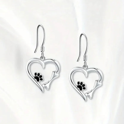 Brisia™ | Silver Heart Footprint Earrings