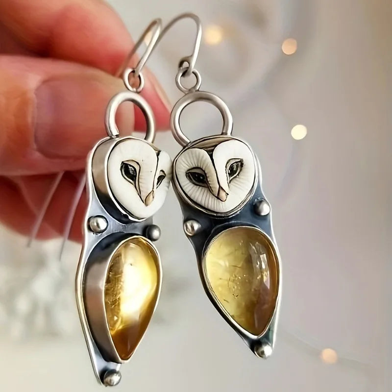 Almira™ | Boho Owl Drop Earrings