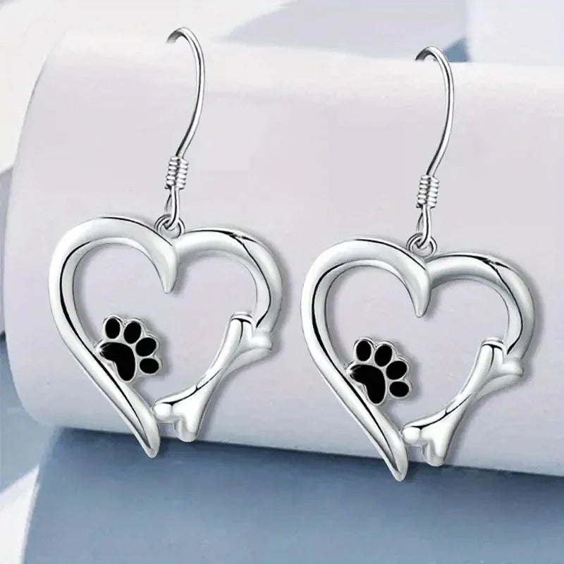 Brisia™ | Silver Heart Footprint Earrings