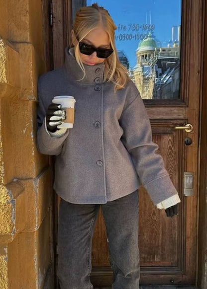 Manteau en laine Clarissa à col montant