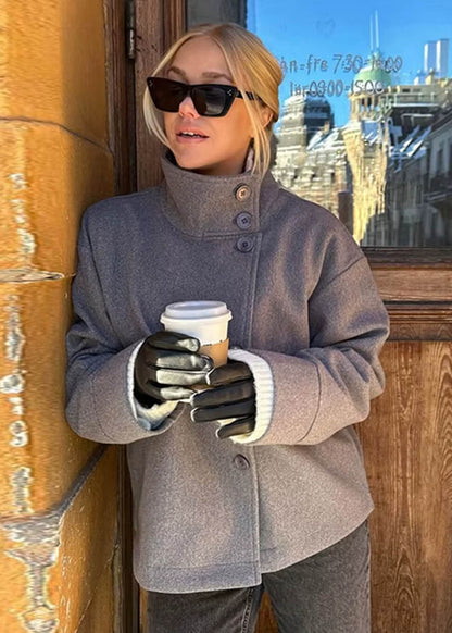 Manteau en laine Clarissa à col montant