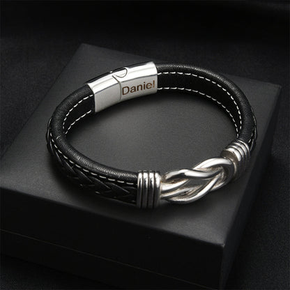 Bracelet Nœud Infini pour Fils - Coffret Cadeau Nom Gravé