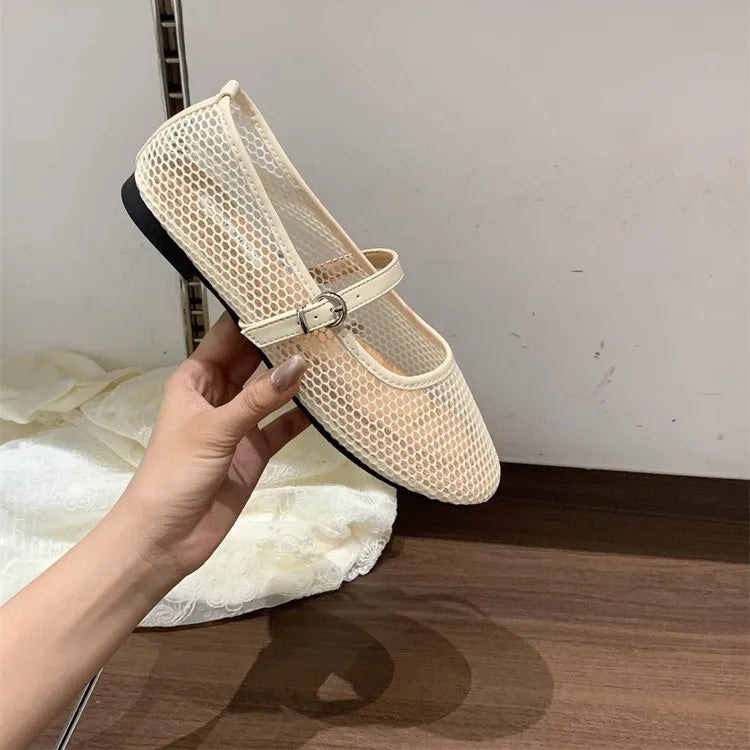 Lina | Mesh Mary Jane Ballet Flats