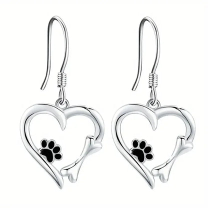 Brisia™ | Silver Heart Footprint Earrings