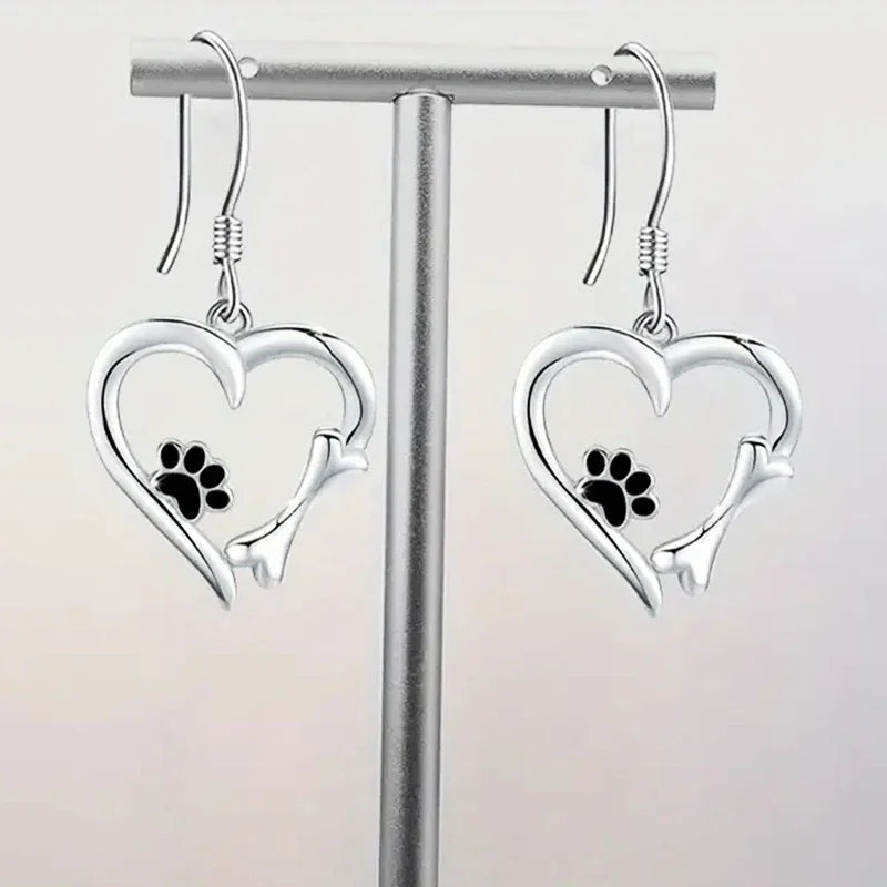 Brisia™ | Silver Heart Footprint Earrings